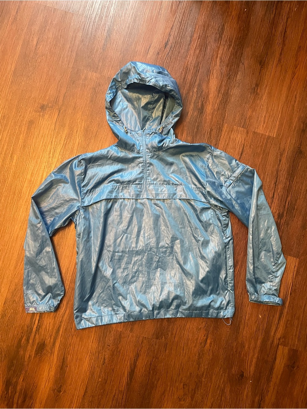Ralph Lauren Golf Women's SMALL Windbreaker Rain Jacket Blue Hooded Lightweight